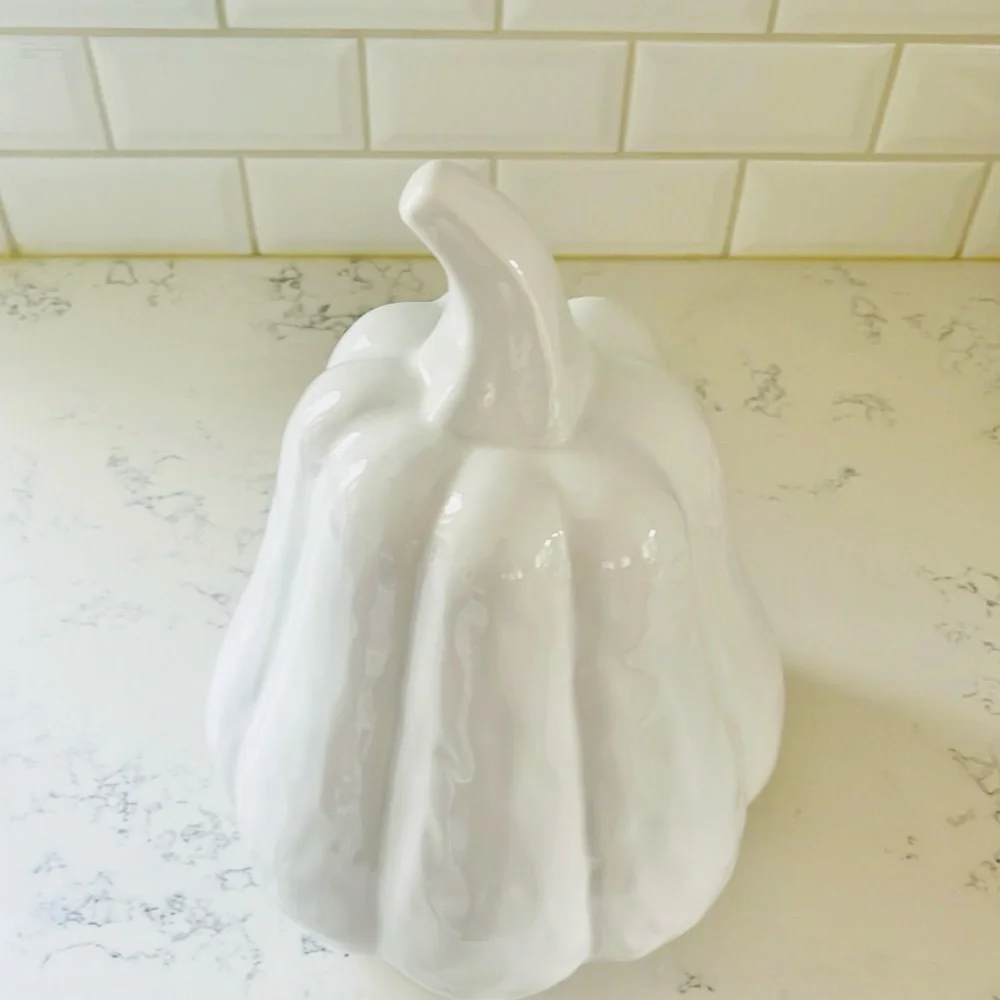 Crate&Barrel XLarge White Ceramic Gourd